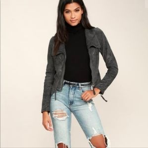 Ready for Anything Charcoal Grey Suede Moto Jacket